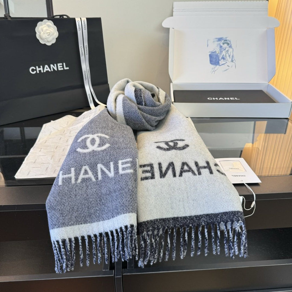 Chanel Logo Fringe Scarf product image 6, provided for visual reference and product detail review