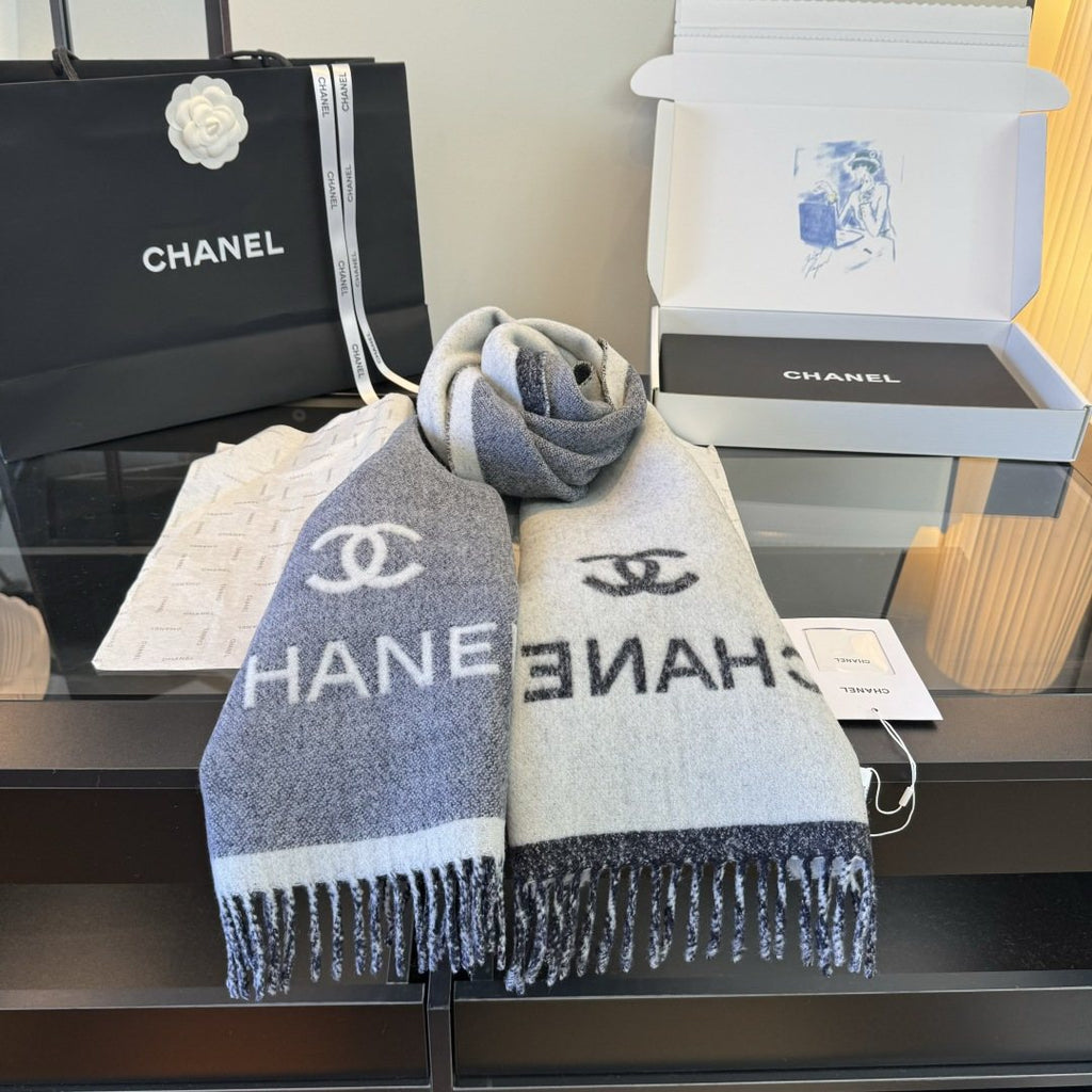 Chanel Logo Fringe Scarf product image 7, provided for visual reference and product detail review