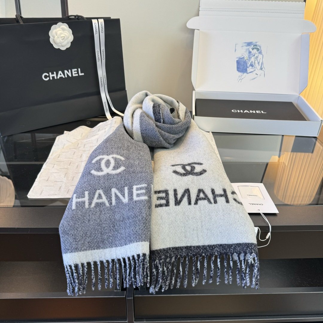Chanel Logo Fringe Scarf product image 7, provided for visual reference and product detail review