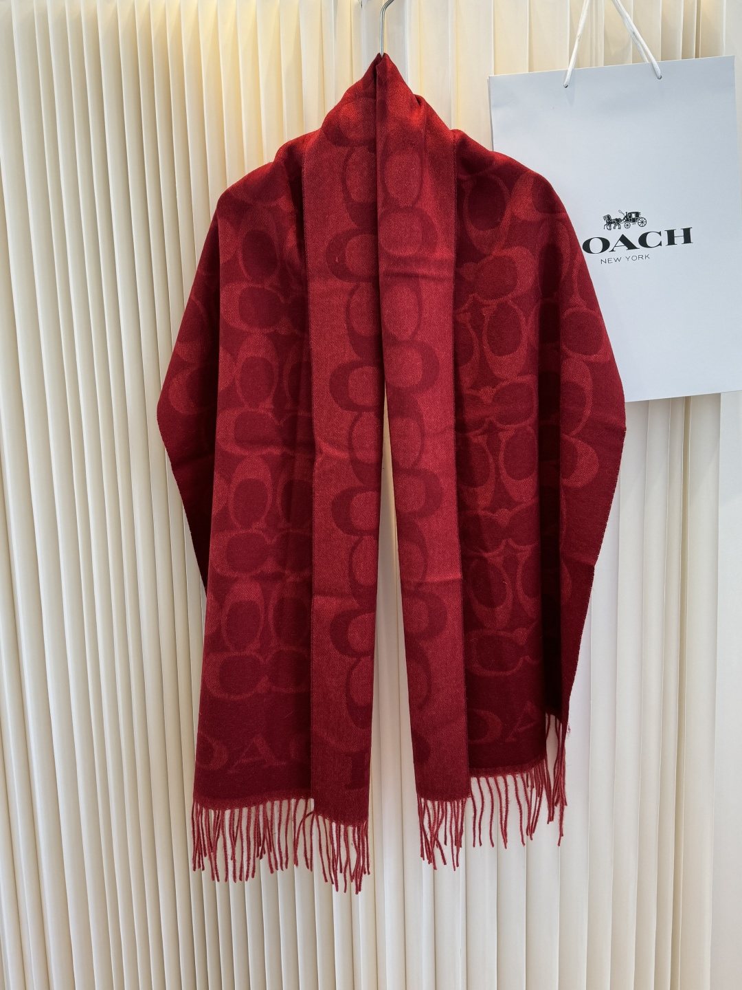 Coach Fringed Monogram Scarf product image 7, provided for visual reference and product detail review