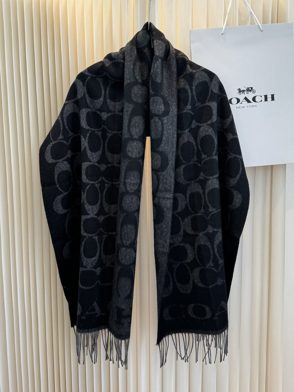 Coach Fringed Monogram Scarf product image 3, provided for visual reference and product detail review