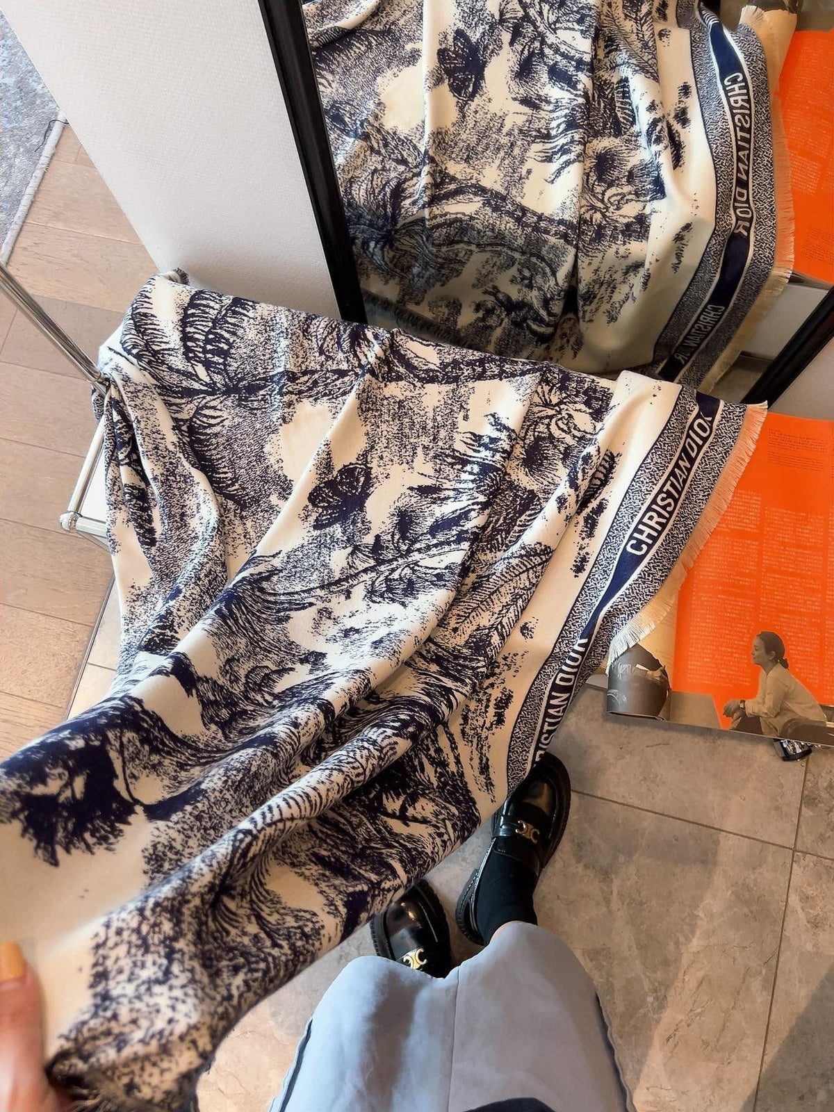 Dior Botanical Print Square Scarf product image 3, provided for visual reference and product detail review
