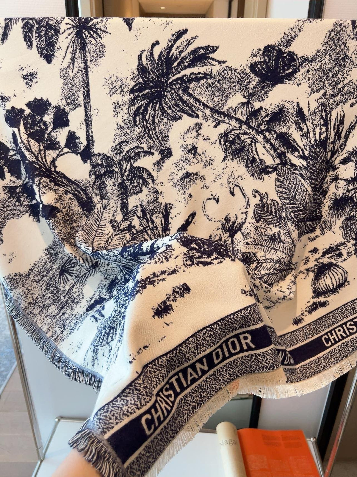 Dior Botanical Print Fringe Square Scarf product image 13, provided for visual reference and product detail review