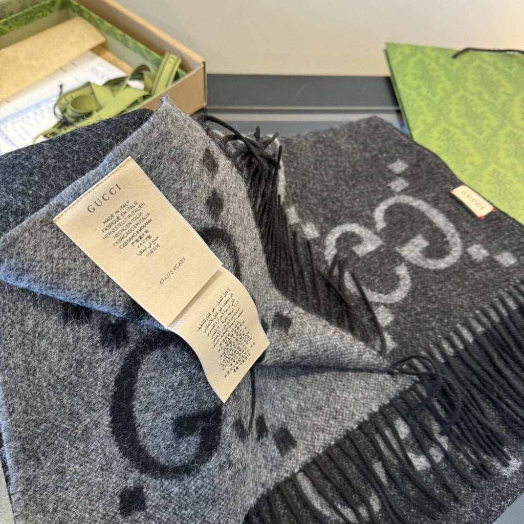 Gucci Reversible GG Fringed Scarf product image 5, provided for visual reference and product detail review