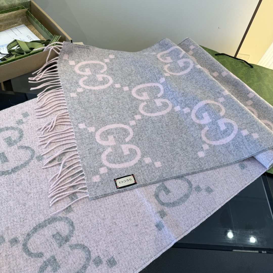 Gucci Reversible GG Fringed Scarf product image 6, provided for visual reference and product detail review