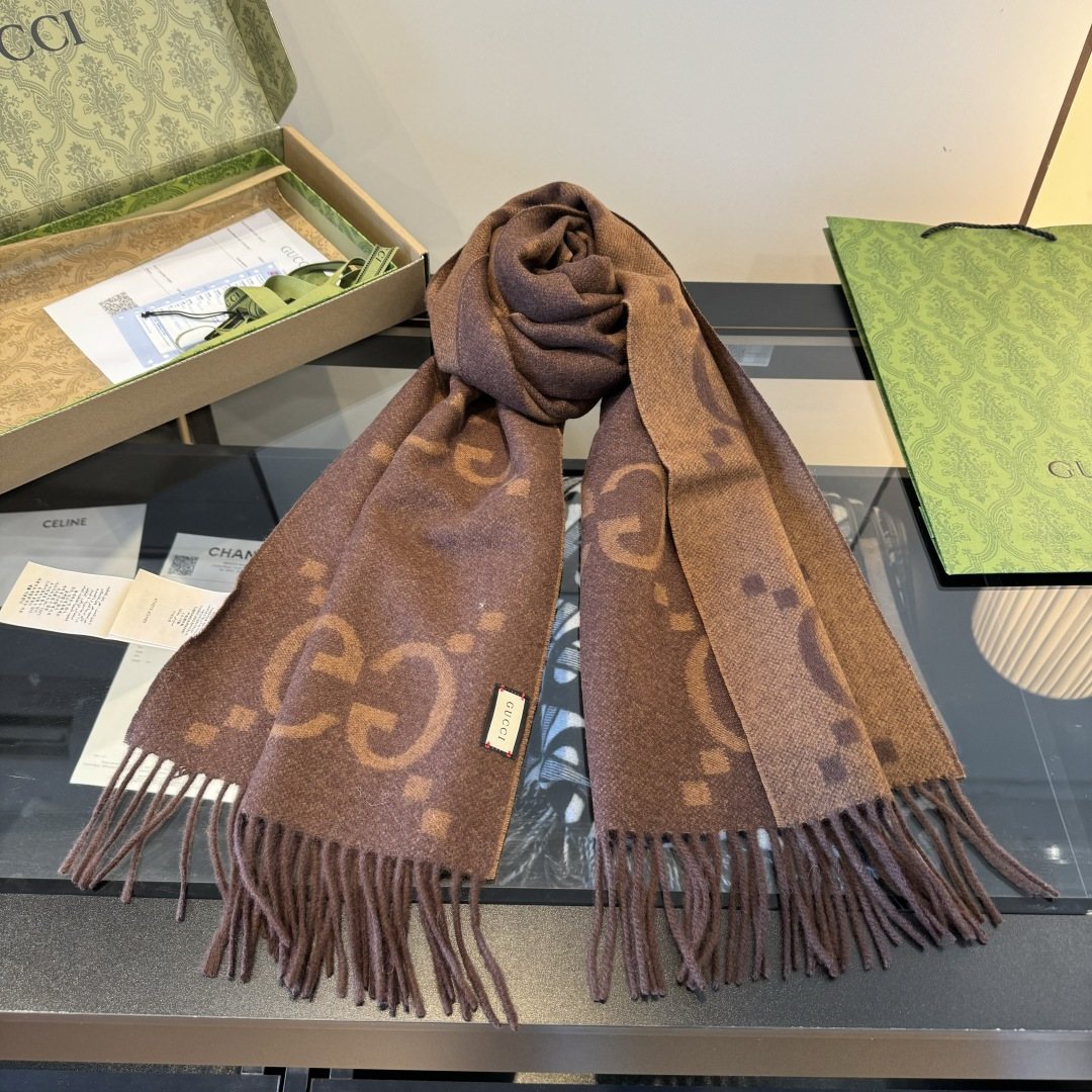 Gucci Reversible GG Fringed Scarf product image 8, provided for visual reference and product detail review