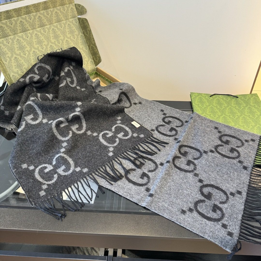 Gucci Reversible GG Fringed Scarf product image 10, provided for visual reference and product detail review