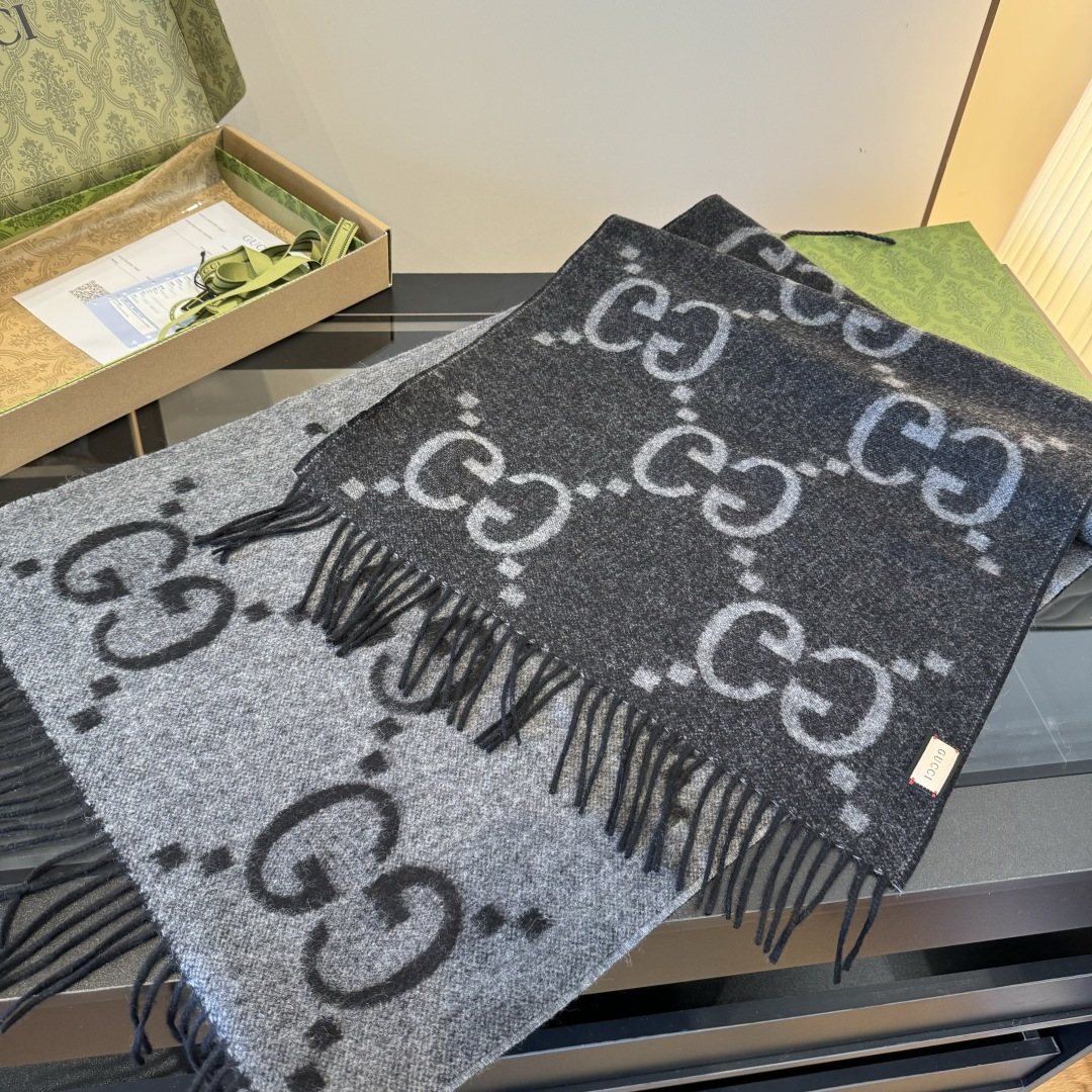 Gucci Reversible GG Fringed Scarf product image 3, provided for visual reference and product detail review