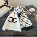 Chanel Reversible Ivory & Black Knit Scarf product image 1, provided for visual reference and product detail review