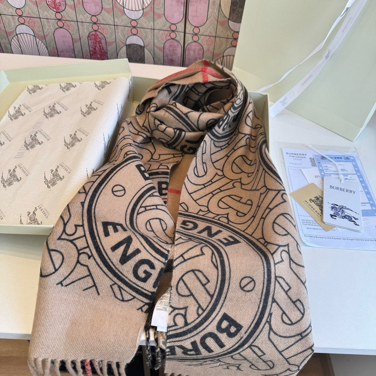 Burberry Reversible Check Fringe Scarf product image 10, provided for visual reference and product detail review