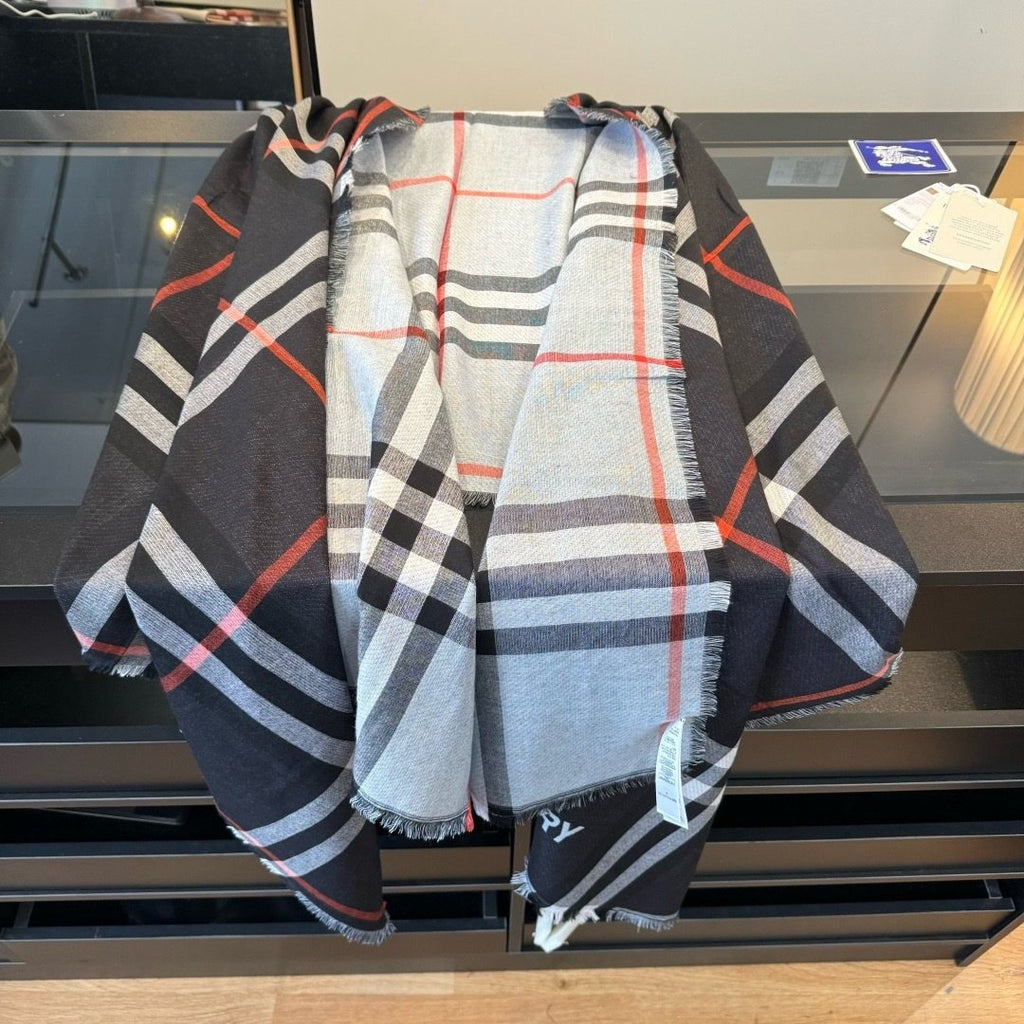 Burberry Charcoal Gray Plaid Scarf product image 6, provided for visual reference and product detail review