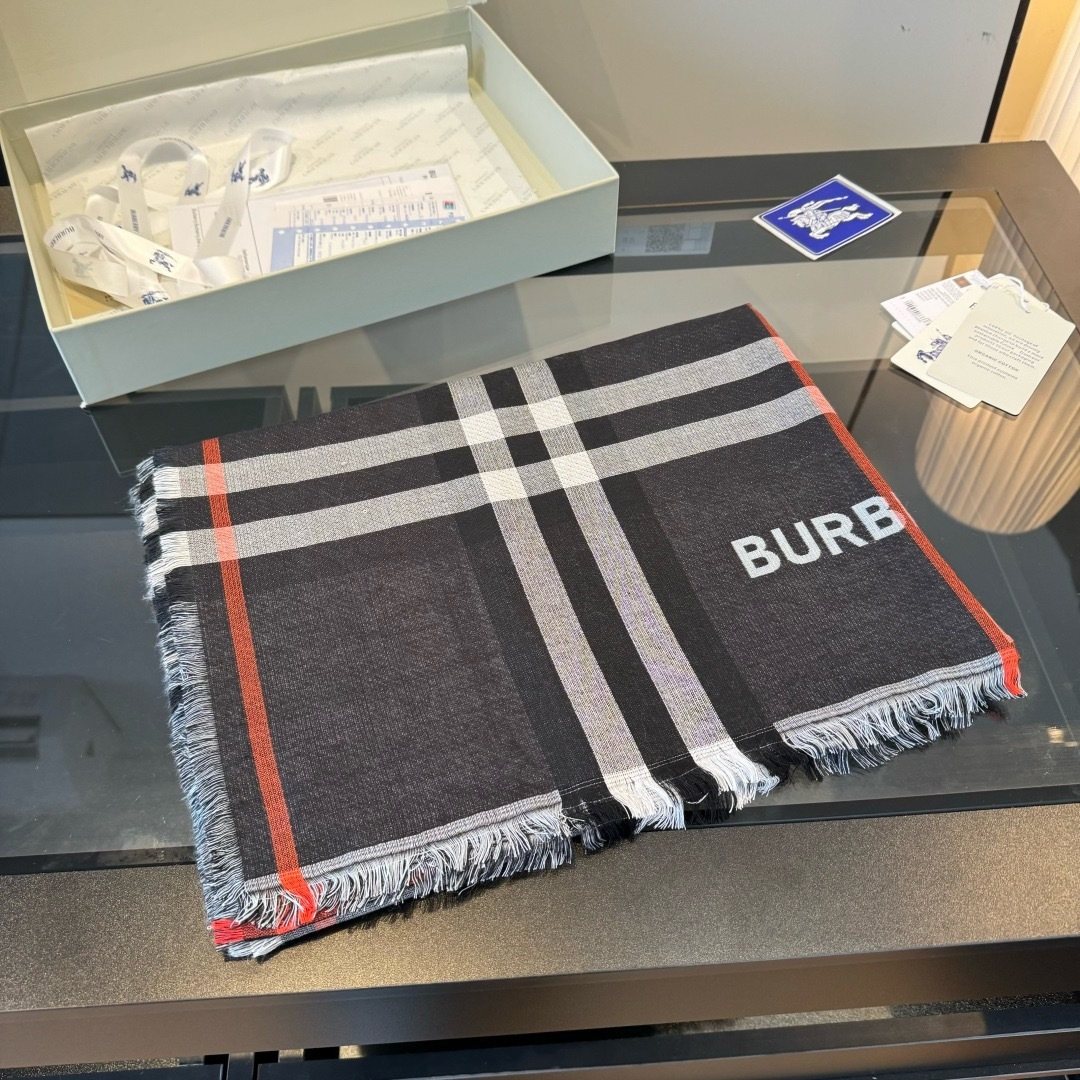Burberry Charcoal Gray Plaid Scarf product image 3, provided for visual reference and product detail review