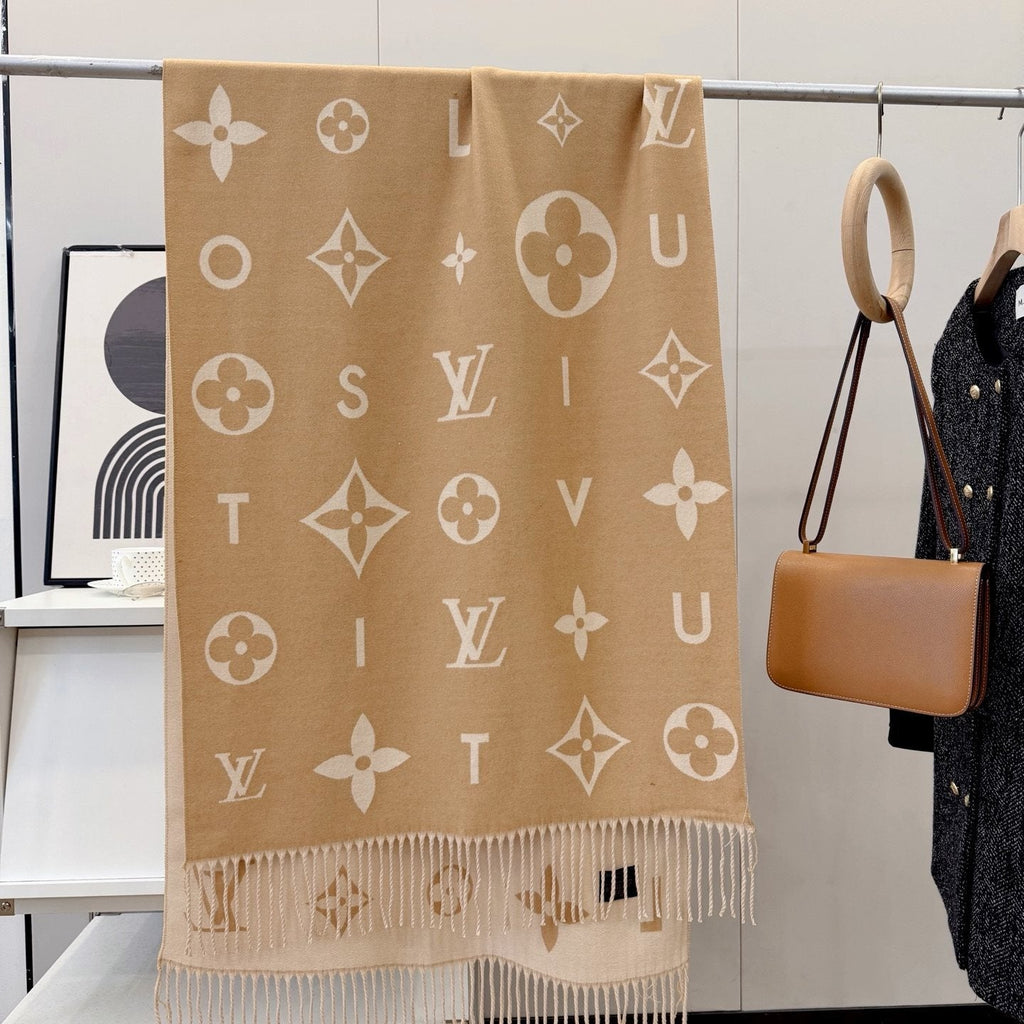 Louis Vuitton Knotted-Fringe Monogram Scarf - 65 x 180 cm product image 8, provided for visual reference and product detail