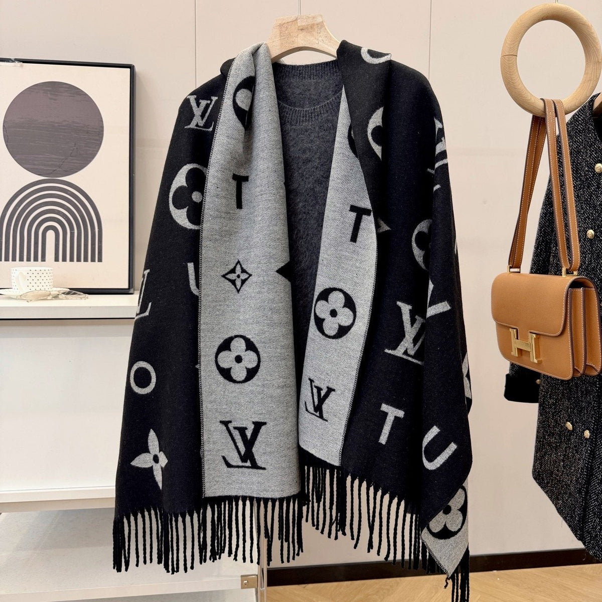 Louis Vuitton Knotted-Fringe Monogram Scarf - 65 x 180 cm product image 11, provided for visual reference and product detail