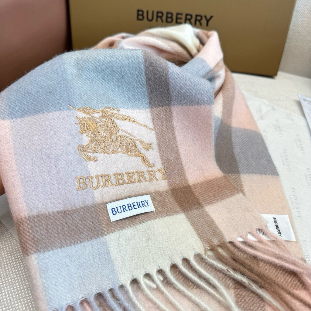 Burberry Cream Taupe Check Fringed Scarf product image 14, provided for visual reference and product detail review