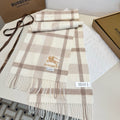 Burberry Cream Taupe Check Fringed Scarf product image 1, provided for visual reference and product detail review