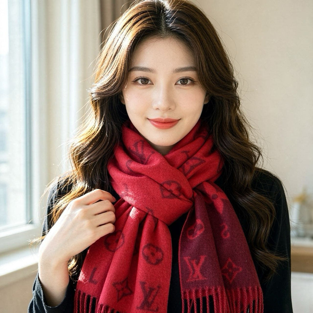 Louis Vuitton Fringed Wool Monogram Scarf product image 2, provided for visual reference and product detail review