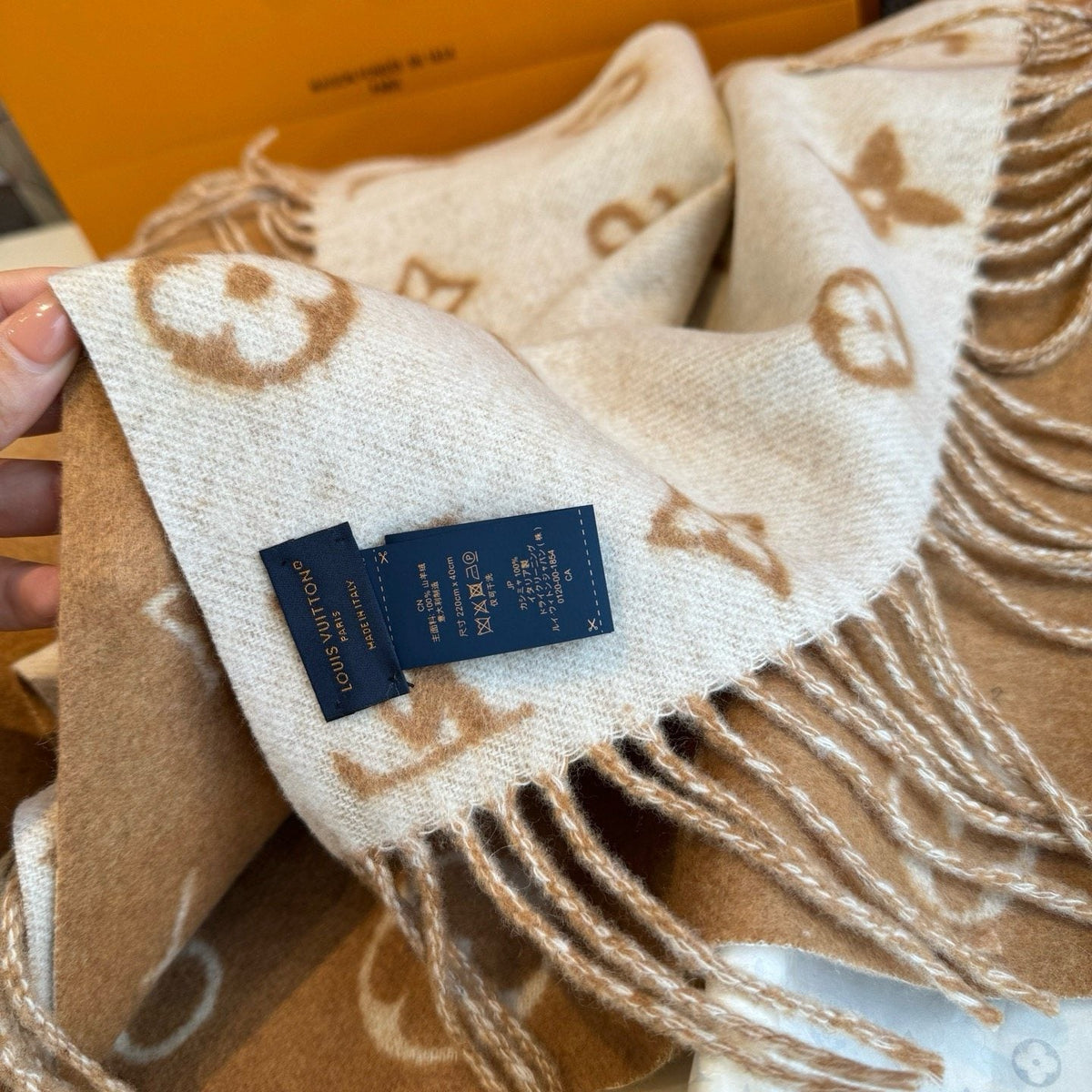Louis Vuitton Fringed Wool Monogram Scarf product image 8, provided for visual reference and product detail review