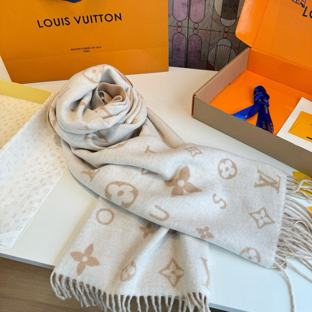 Louis Vuitton Fringed Wool Monogram Scarf product image 3, provided for visual reference and product detail review