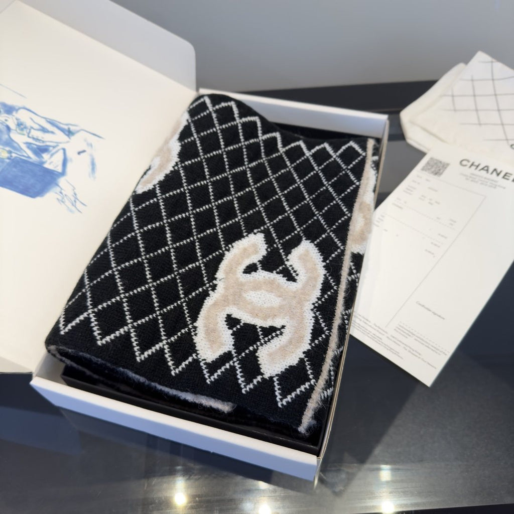 Chanel Grid Pattern Knit Scarf product image 12, provided for visual reference and product detail review