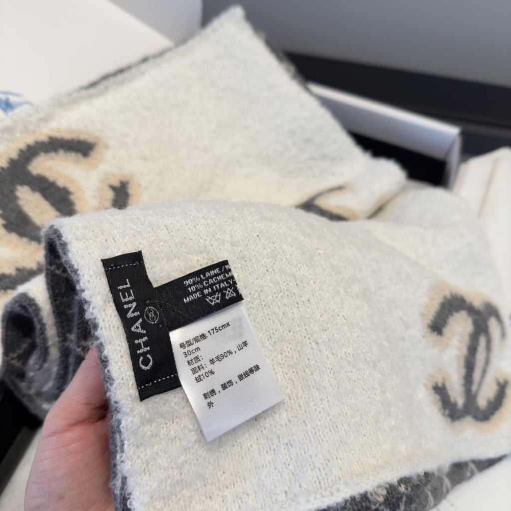 Chanel Grid Pattern Knit Scarf product image 7, provided for visual reference and product detail review
