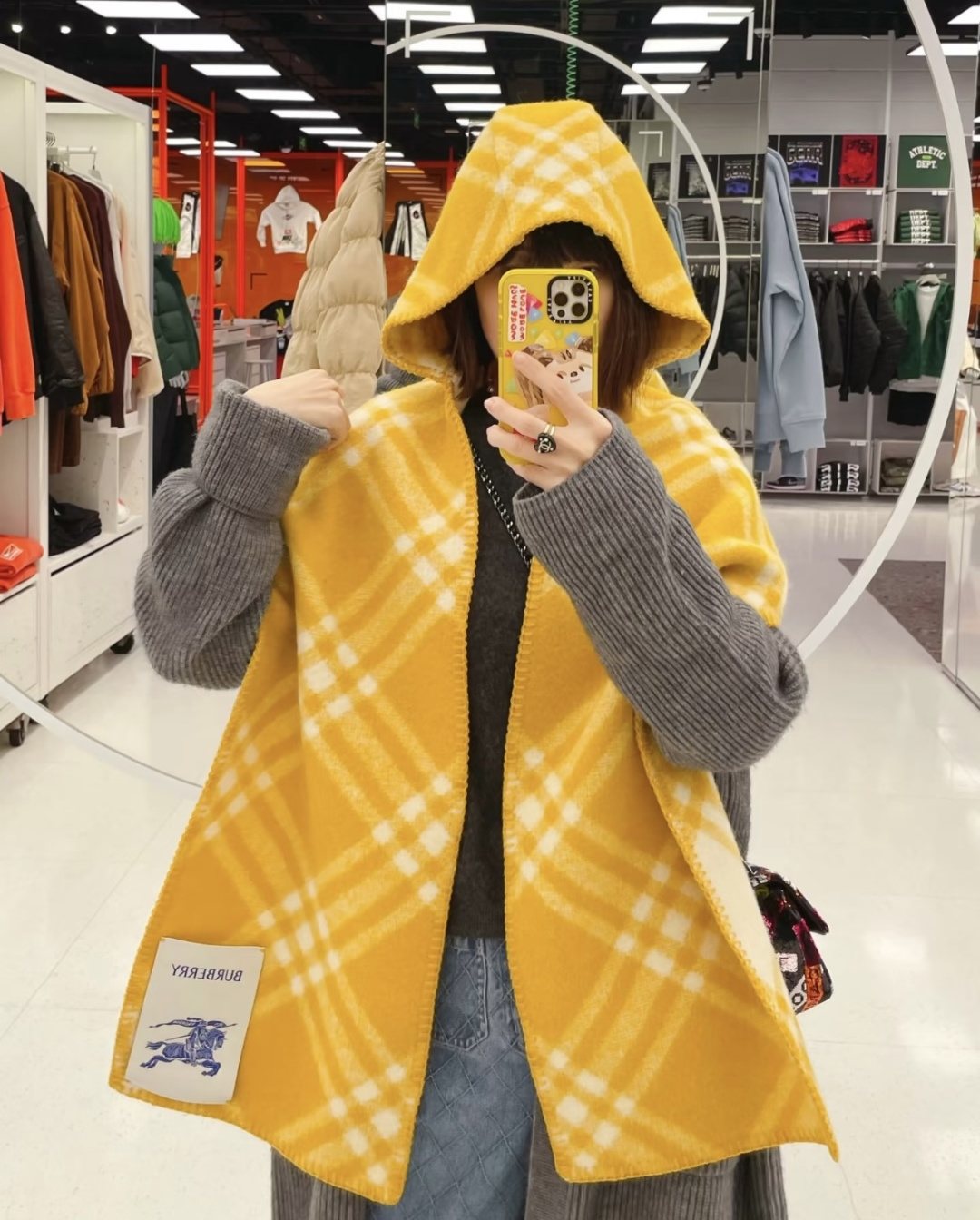 Burberry Plaid Hooded Scarf Wrap product image 4, provided for visual reference and product detail review
