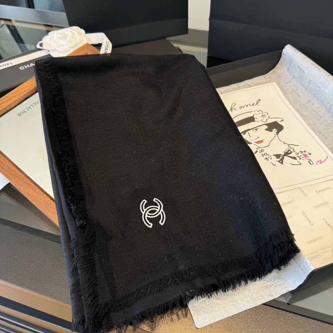 Chanel Fringe-Trim Cashmere Scarf product image 15, provided for visual reference and product detail review