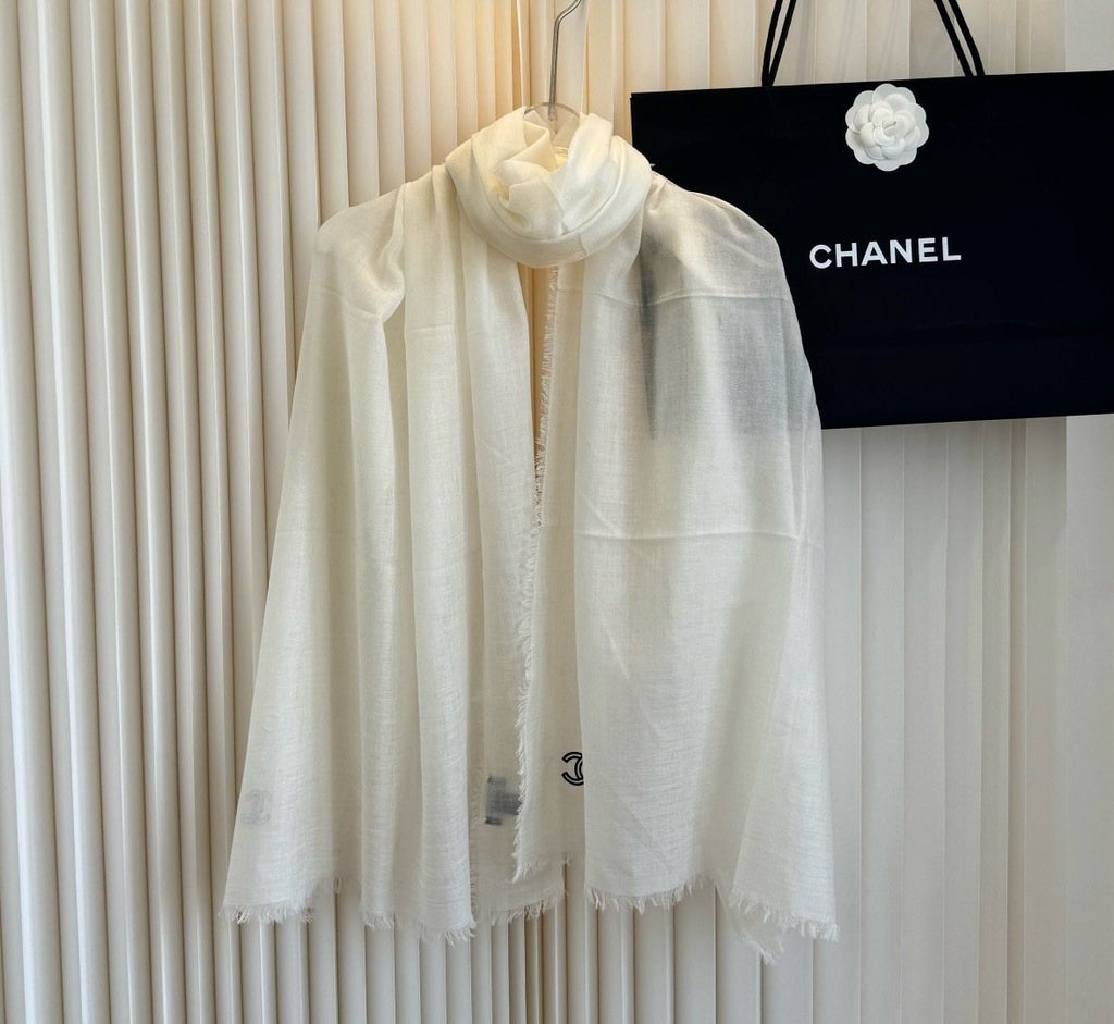 Chanel Fringe-Trim Cashmere Scarf product image 6, provided for visual reference and product detail review