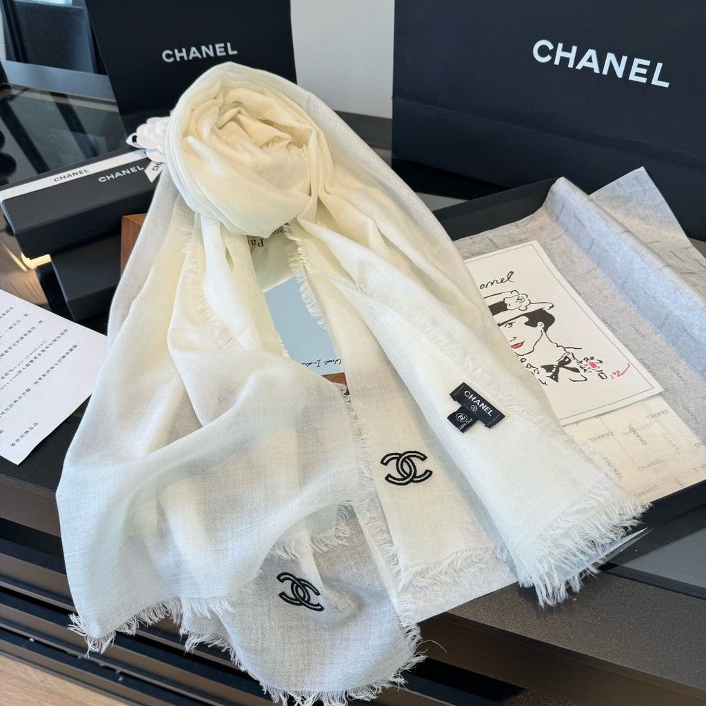 Chanel Fringe-Trim Cashmere Scarf product image 7, provided for visual reference and product detail review