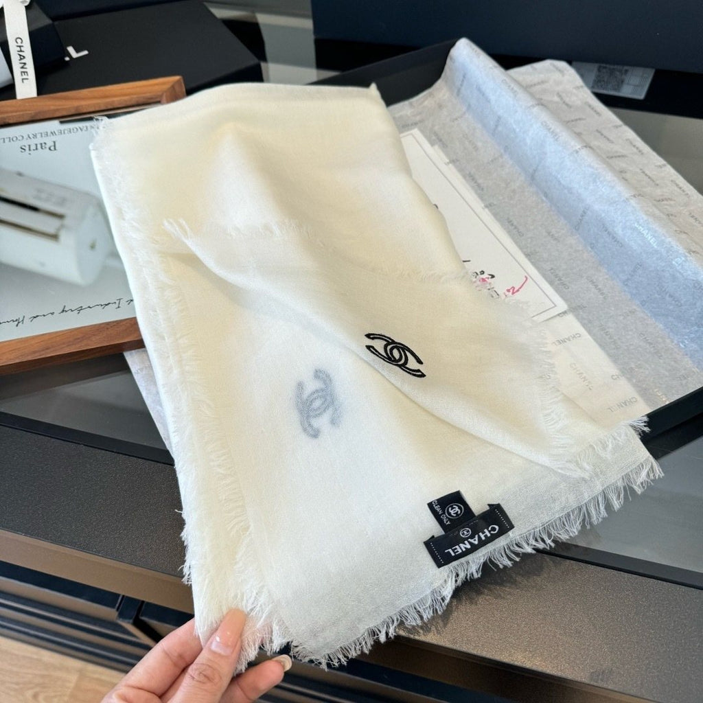 Chanel Fringe-Trim Cashmere Scarf product image 4, provided for visual reference and product detail review