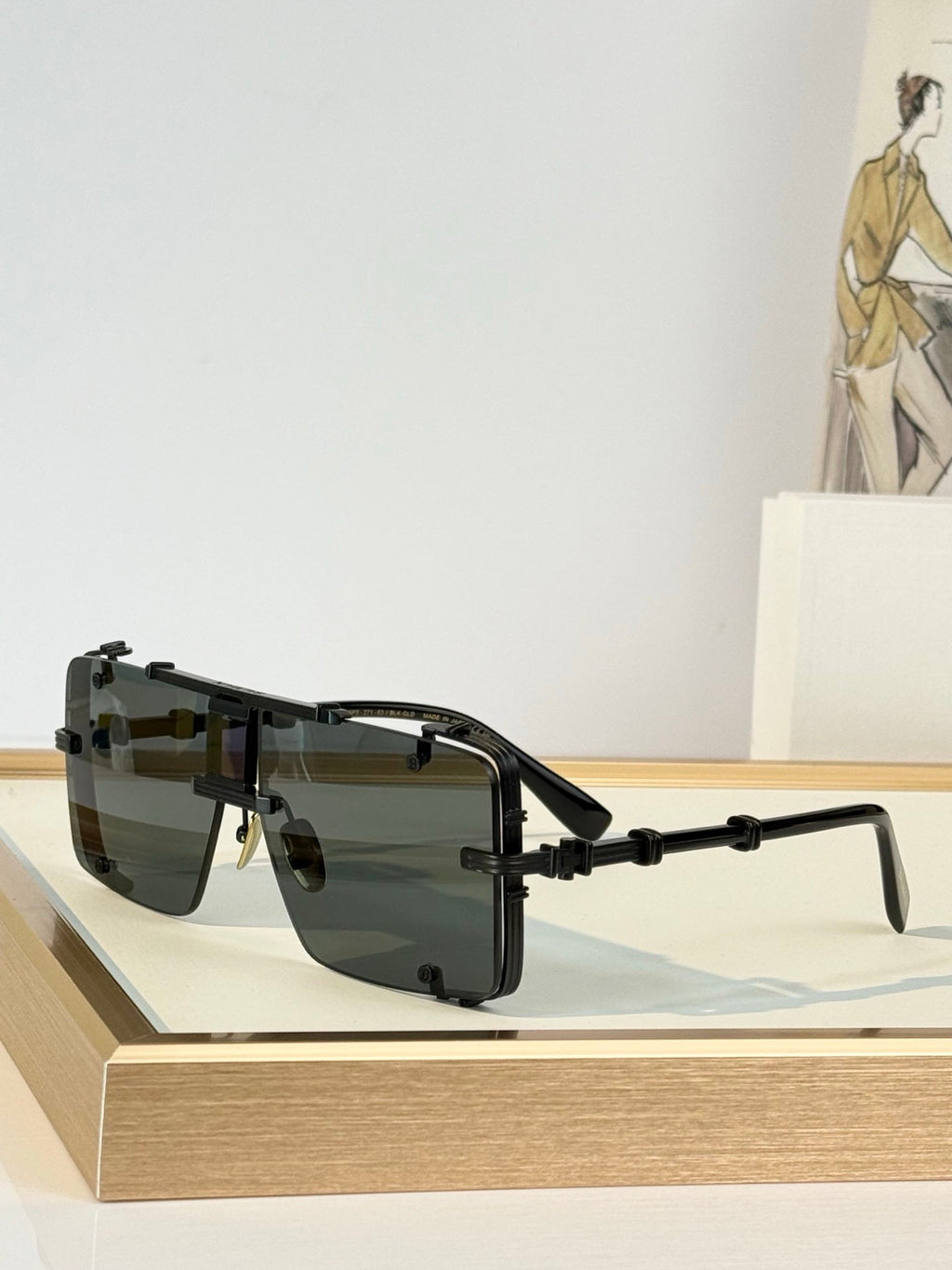 Balmain BPS-271-63//BLK-GLD Sunglasses product image 1, provided for visual reference and product detail review